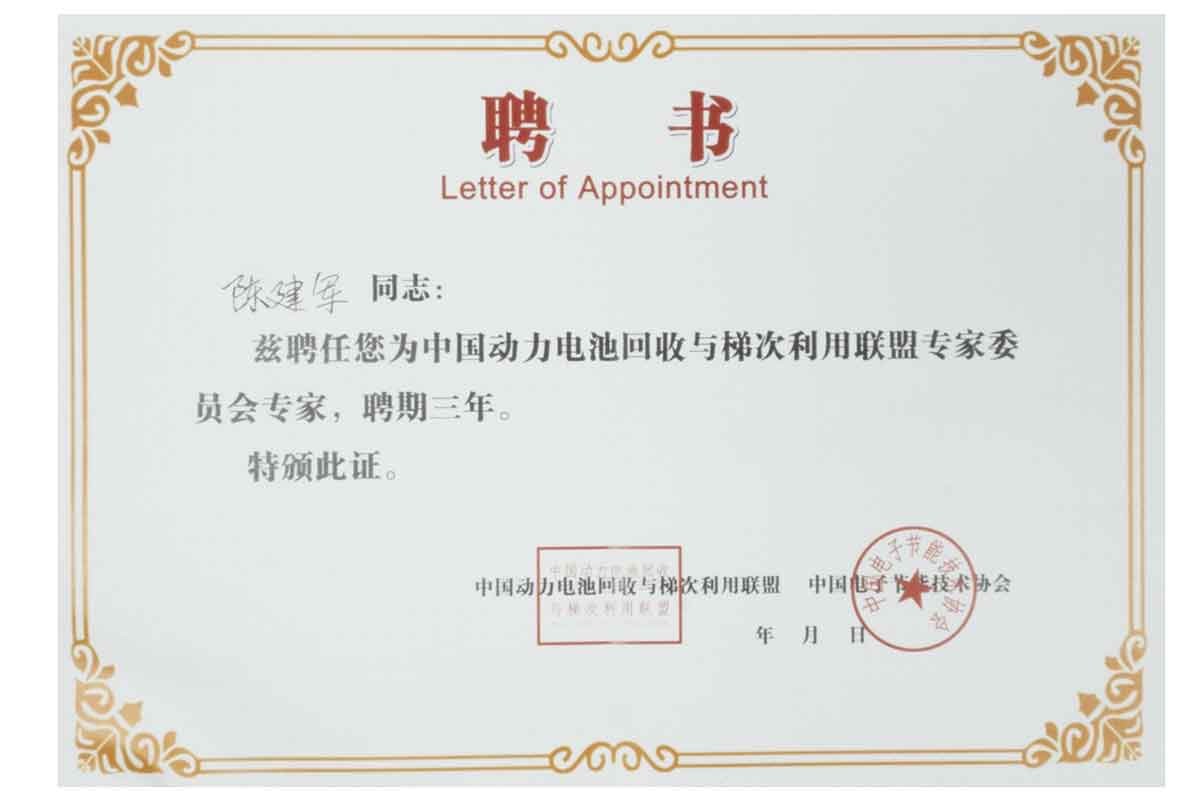 中國(guó)動力電池回收與梯次利用聯盟專家